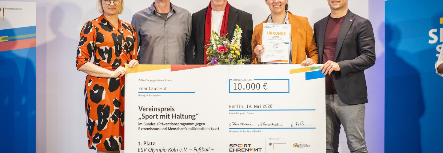 „Willkommenskultur endet dort, wo menschenfeindliche Haltungen und Handlungen beginnen“ - ESV Olympia Köln e.V. gewinnt den Vereinspreis „Sport mit Haltung“
