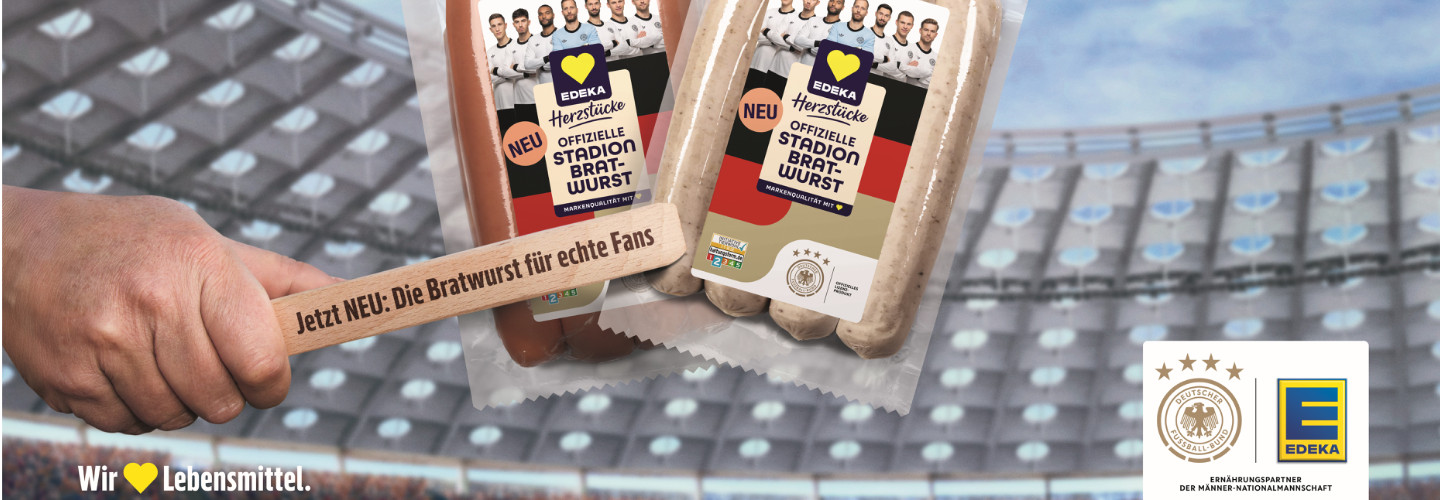 Offizieller Ernährungspartner: Stadionatmosphäre für zuhause – EDEKA und der DFB bringen gemeinsam die „EDEKA Herzstücke Offizielle Stadion Bratwurst“ in die Märkte